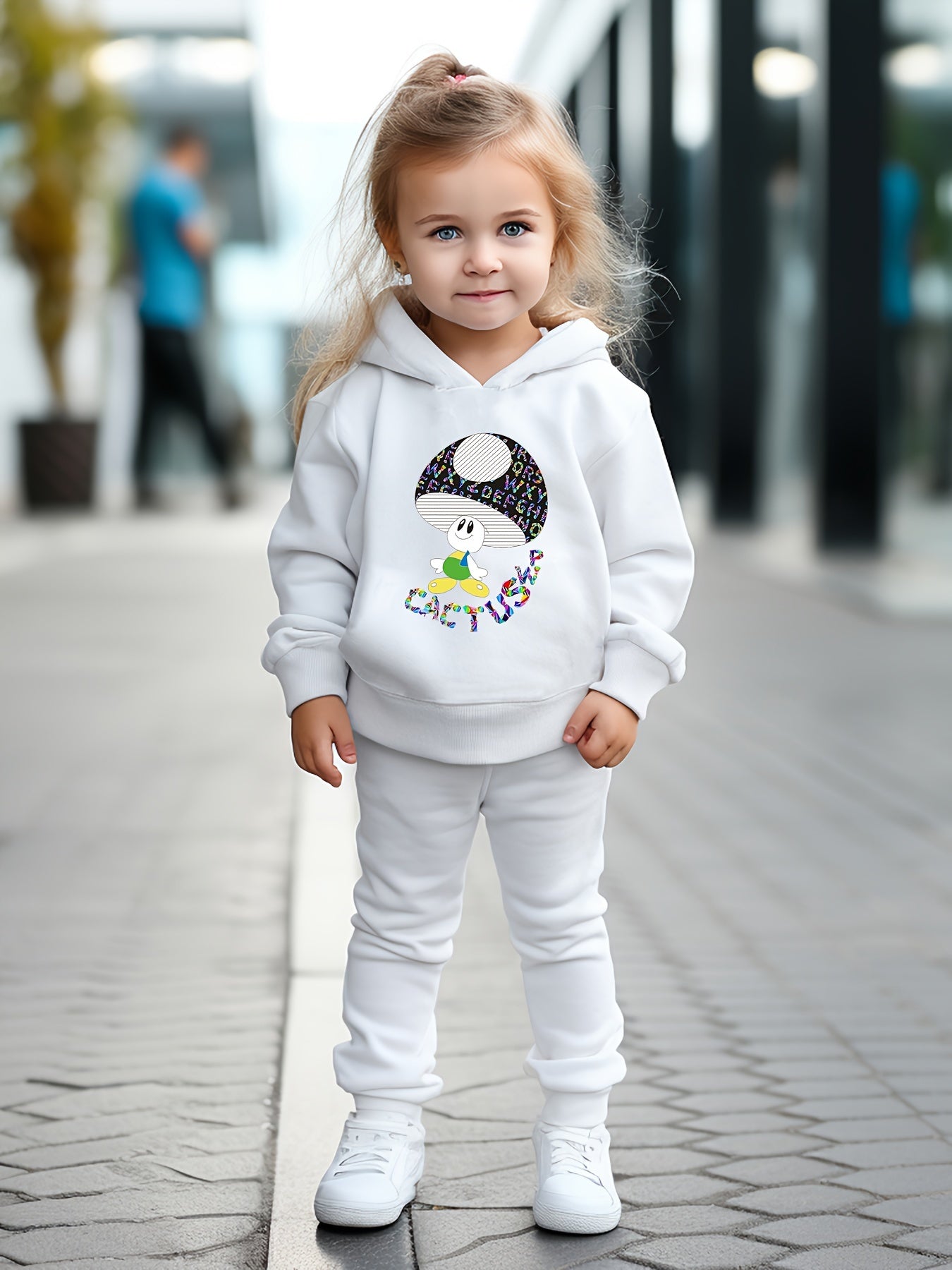 Kids Mushroom Graphic Hoodies Pants Set for Sports