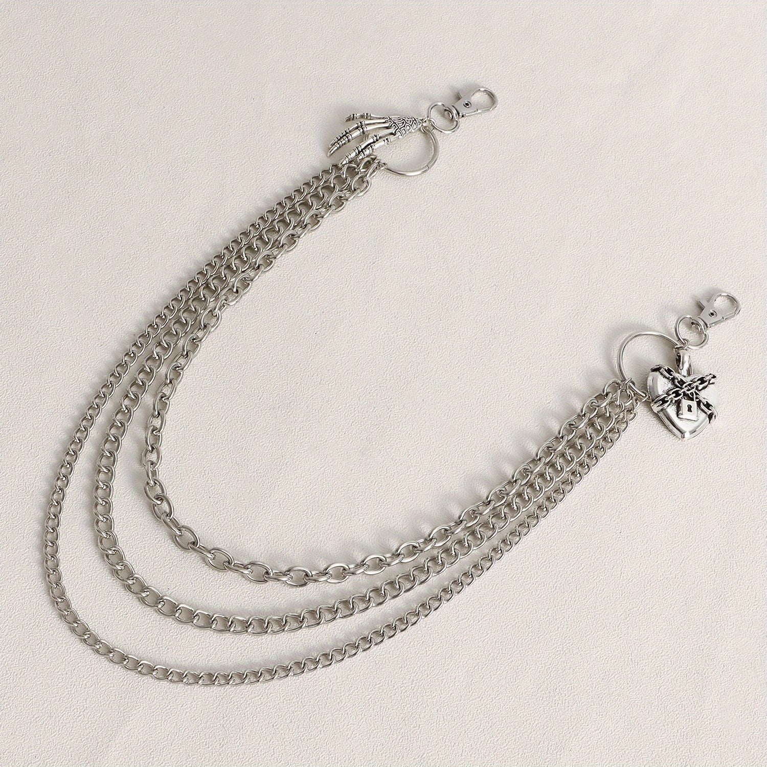Skull Hand Heart Lock Decorative Pant Chain Waist Chains Hip Hop Rock Punk