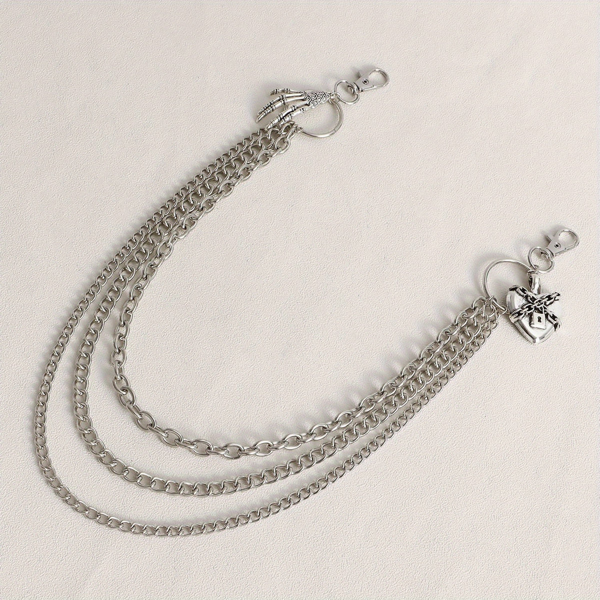 Skull Hand Heart Lock Decorative Pant Chain Waist Chains Hip Hop Rock Punk