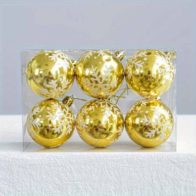 6pcs Golden Christmas Tree Snowflake Pendant Ball Decoration Supplies