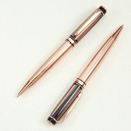 Engraved Metal Ballpoint Pen with 1.0mm Refill - Rose Design