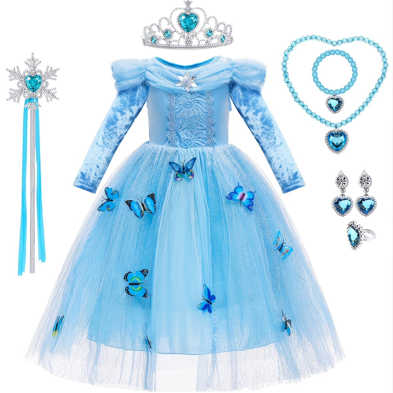 8pcs Butterfly Princess Dress Costume for Girls with Accessories