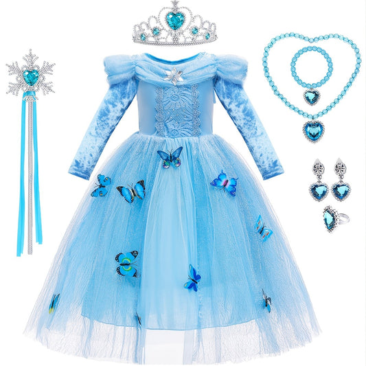 8pcs Butterfly Princess Dress Costume for Girls with Accessories