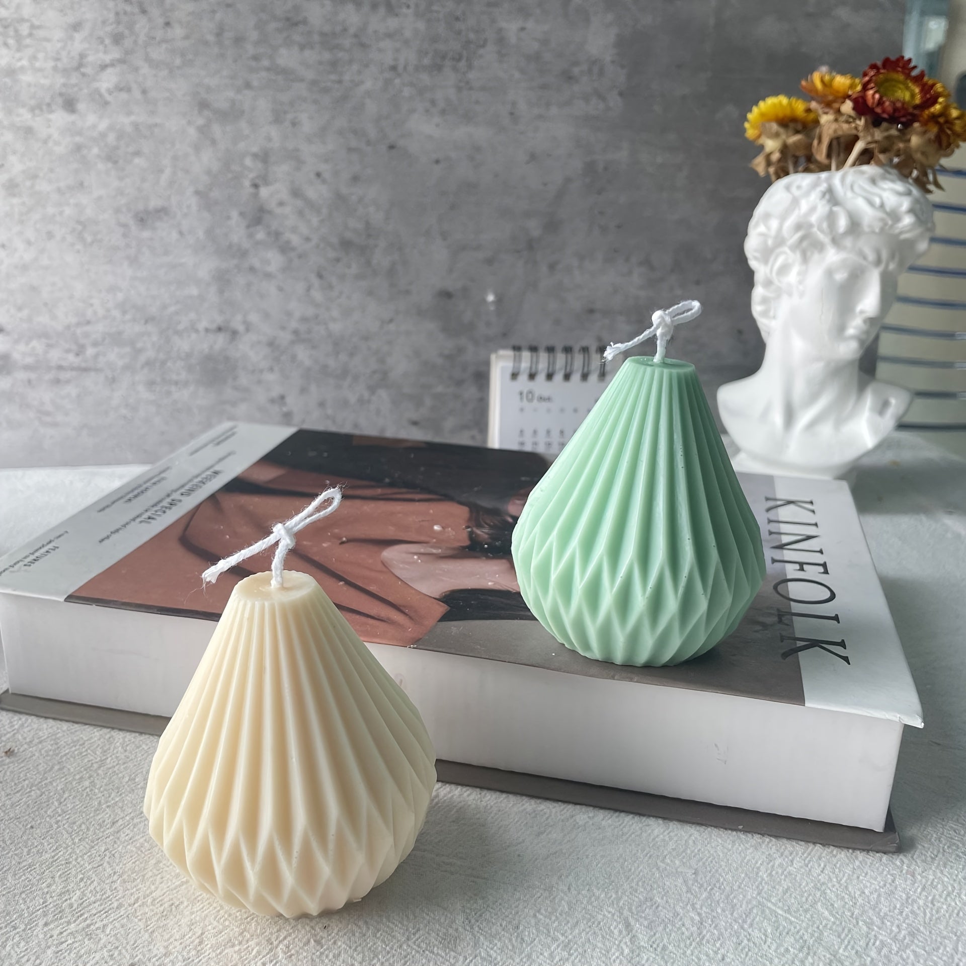Resin Pear Shape Candle Making Mold Geometric Silicone Plaster Mold