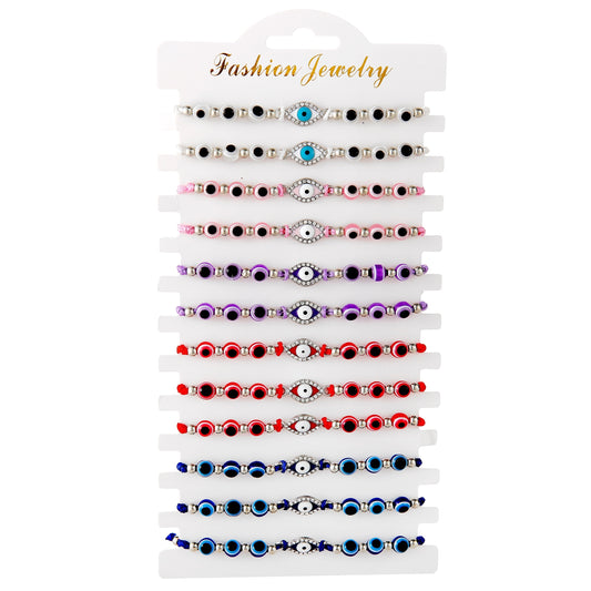 12pcs Evil Eye Beaded String Bracelets Red String Evil Eye Bracelet