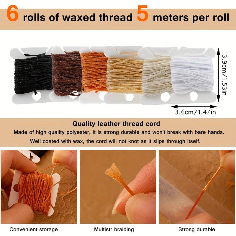 59pcs Leather Sewing Kit Needles Heavy Duty Upholstery Repair Waxed