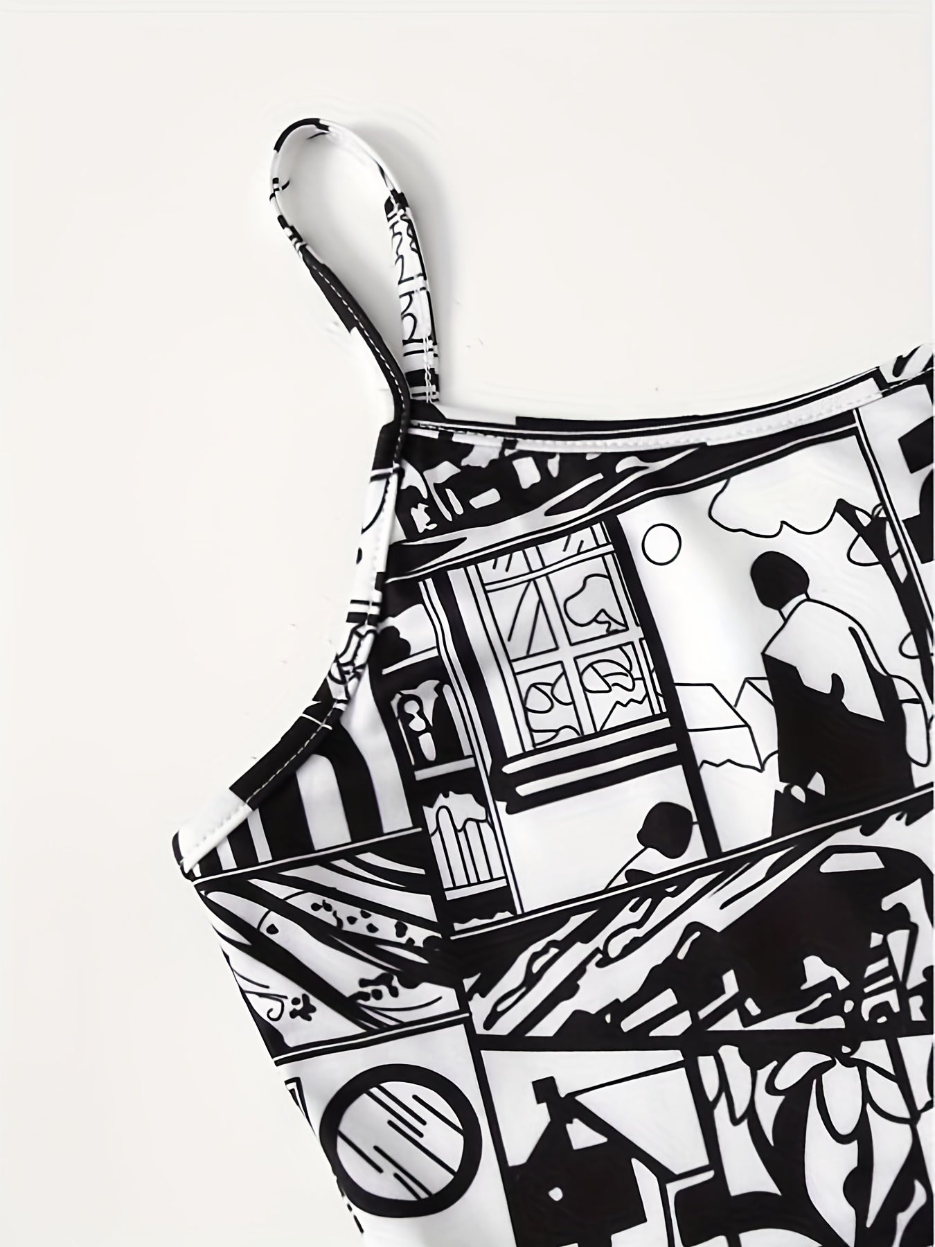 Anime Print Two piece Shorts Set Crop Cami Top & Casual Shorts