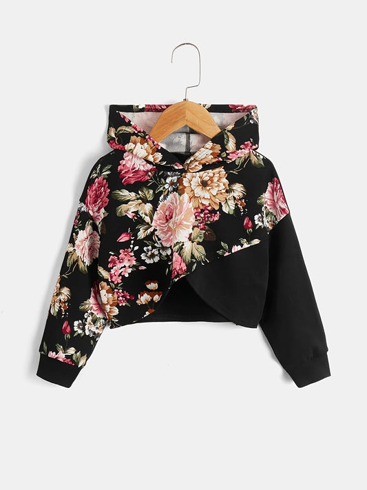 Vintage Floral Graphic Hoodie for Girls