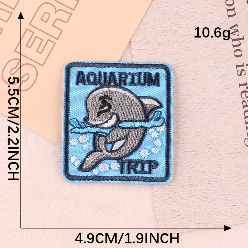 4pcs Embroidered Dolphin Patches For Girls Clothing DIY Ironing Stickers