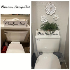 Toilet Tank Storage Box Wooden Bathroom Decor Box Rustic Toilet Paper Storage