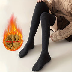 Women's Solid Thigh High Socks Warm Stockings