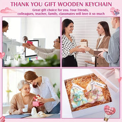 48PCS Acrylic Blanks Set Floral Print Keychain Kit