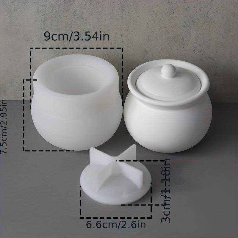 Concrete Candle Jar with Lid Silicone Mold DIY Craft Mould