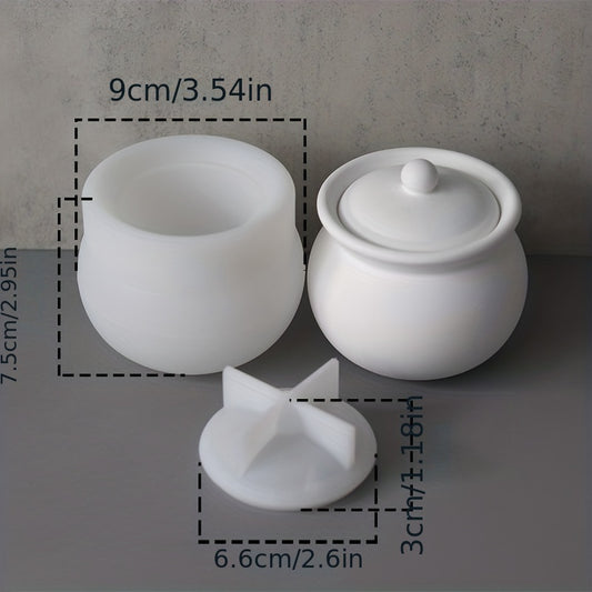 Concrete Candle Jar with Lid Silicone Mold DIY Craft Mould