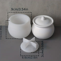 Concrete Candle Jar with Lid Silicone Mold DIY Craft Mould