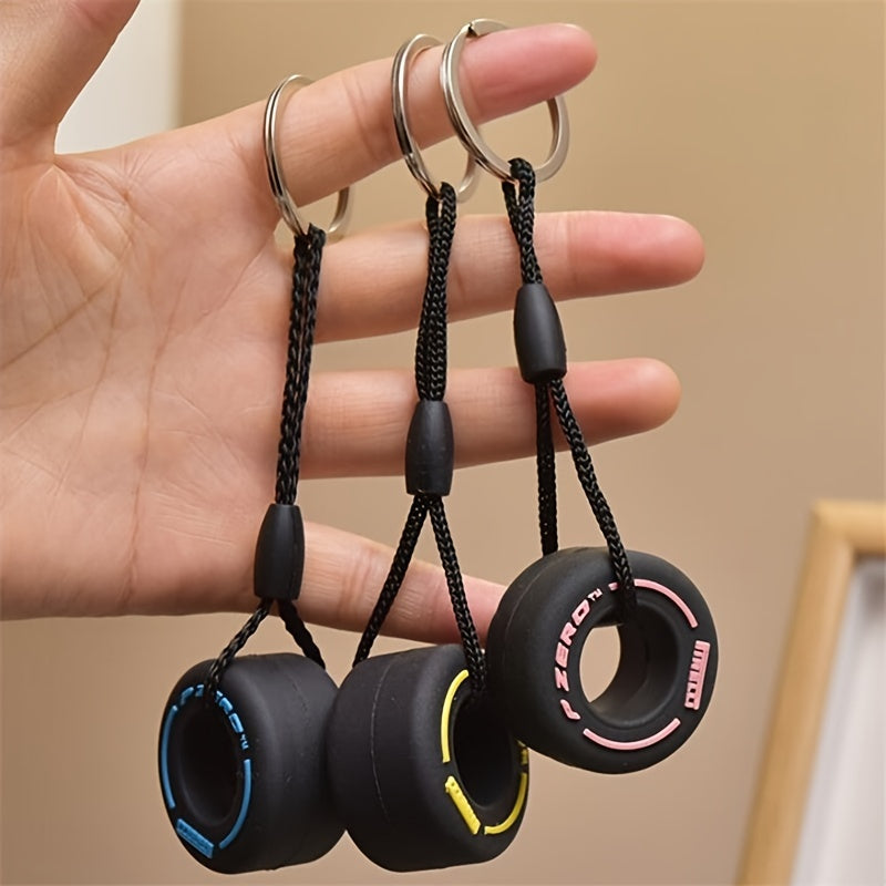 Cartoon Small Tire Keychain Unisex Car Bag Key Ring Pendant