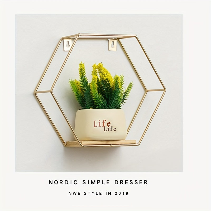 1pc Wall Storage Rack Living Room Decor Wall Pendant Creative Wall Hex