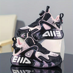 Boy's Rotating Buckle Basketball Shoes Non Slip Sneakers