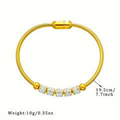 Stainless Steel Cylindrical Bracelet Golden Chain Men Women