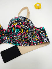Abstract Print Push Up Bra Seamless Bralette Women's Lingerie & Underwear