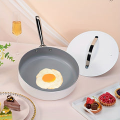 Non stick Pot Flat Bottom Deep Frying Wok With Lid