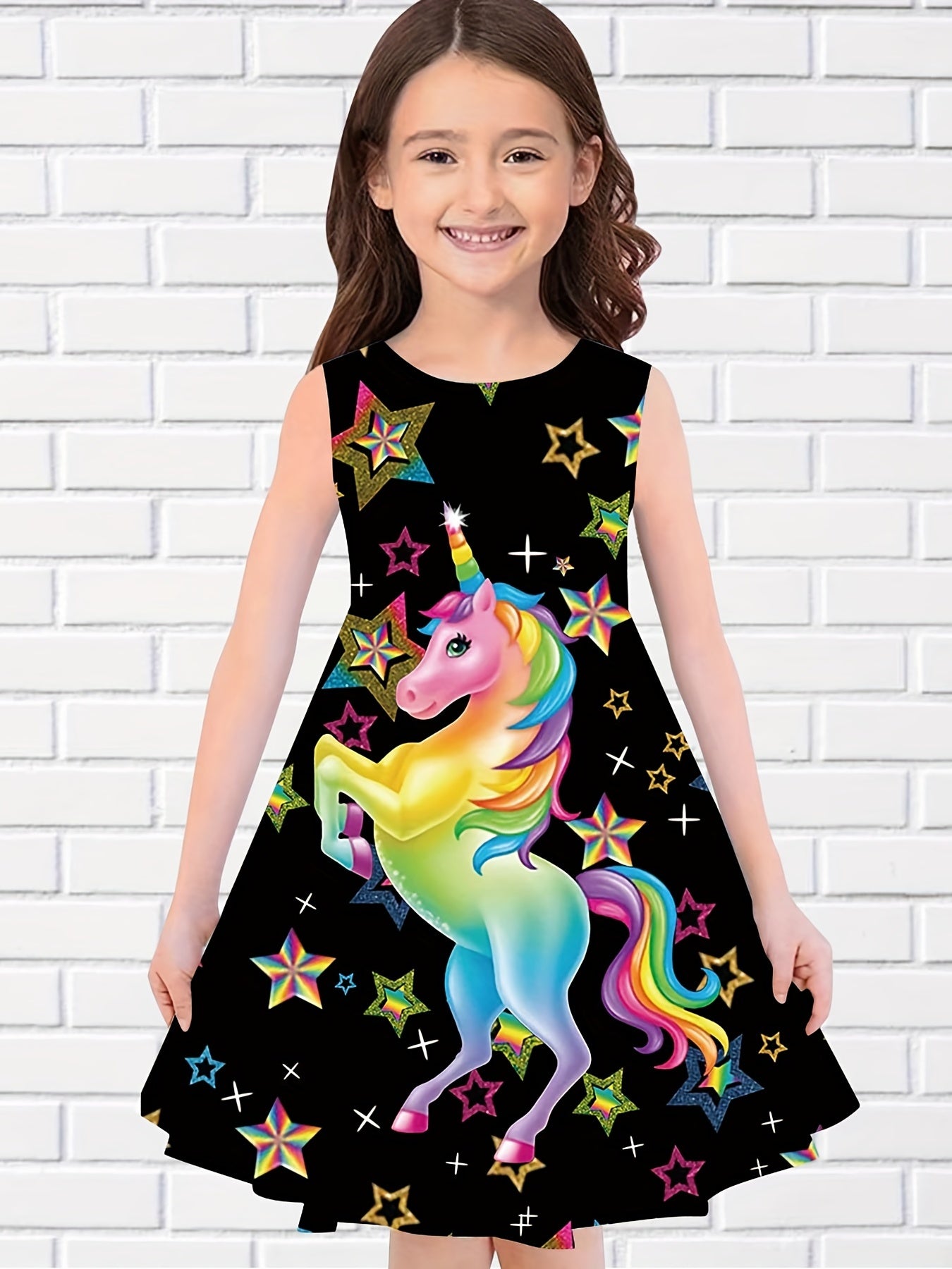 Adorable 3D Printed Star Princess Dress for Girls