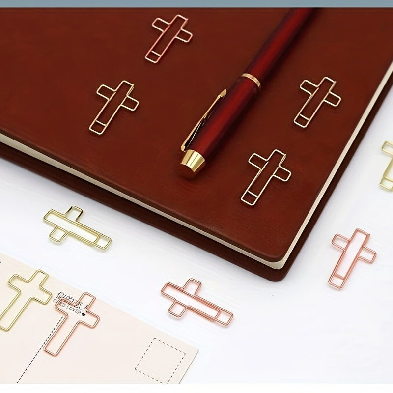 10pcs Cross Shaped Paper Clip Bookmark Binder Office Accessories