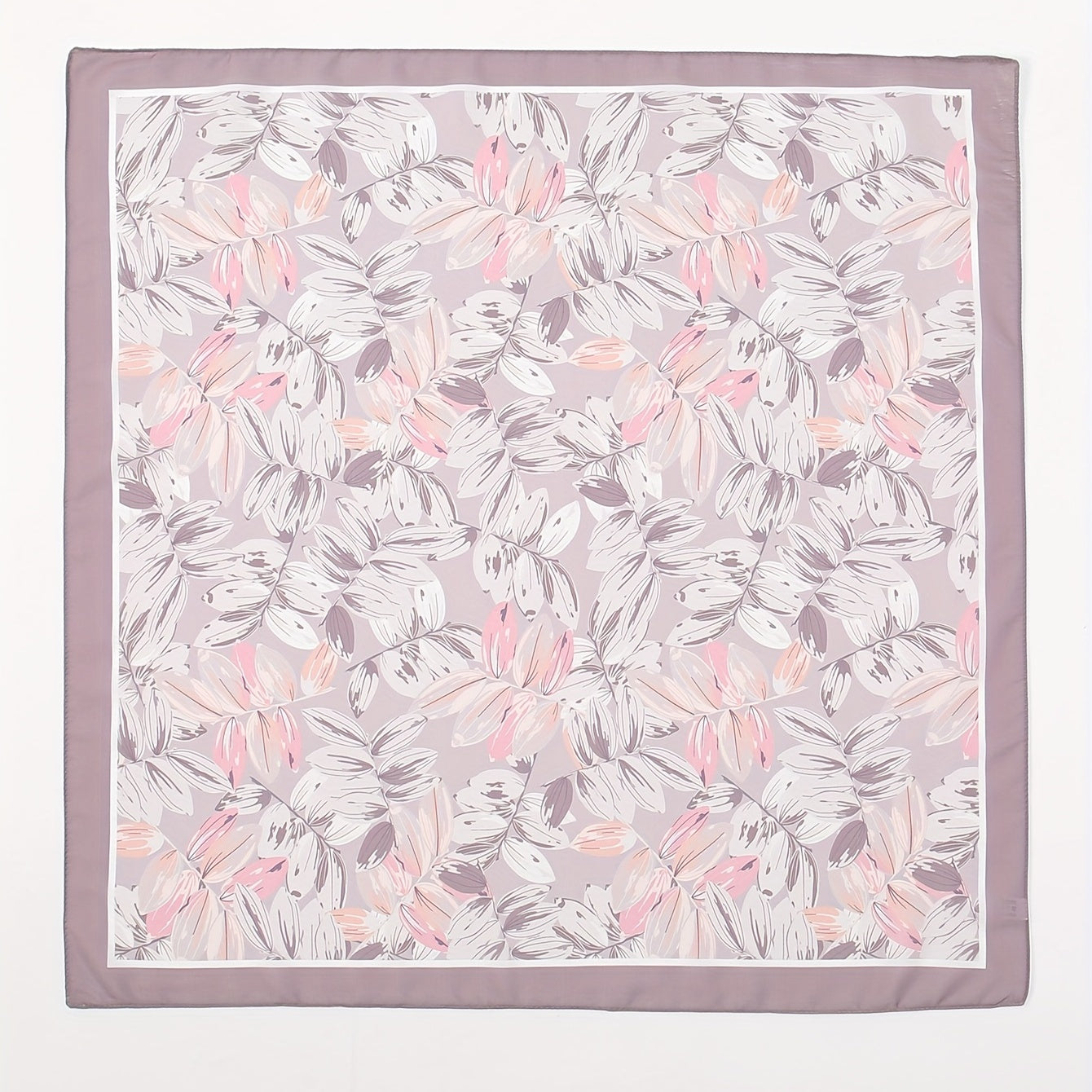 Purple Flower Print Bandana Silk Square Scarf Head Wrap