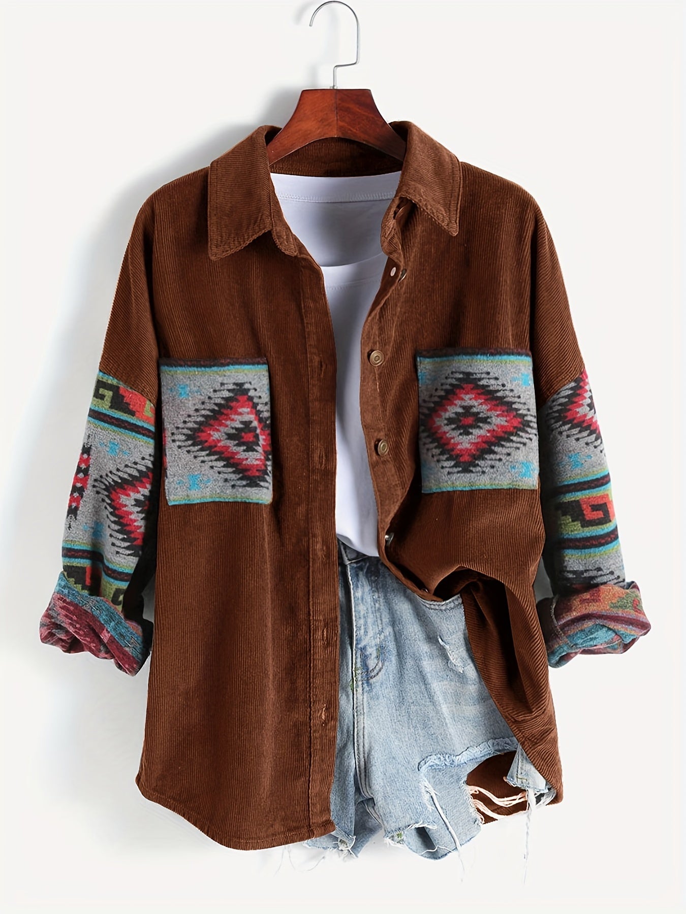 Retro Long Sleeve Lapel Jacket Casual Outerwear