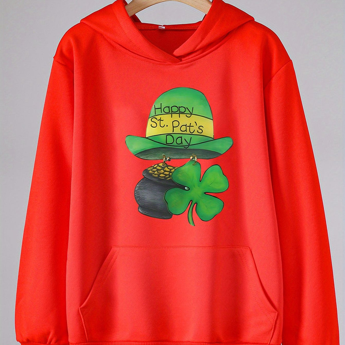 Happy St Patrick's Clover Graphic Hoodies For Girls