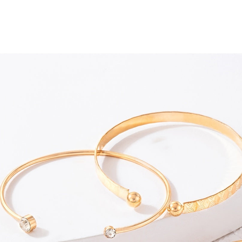 4 Pcs Geometric Alloy Bracelet Set for Women & Girls Stackable & Detachable