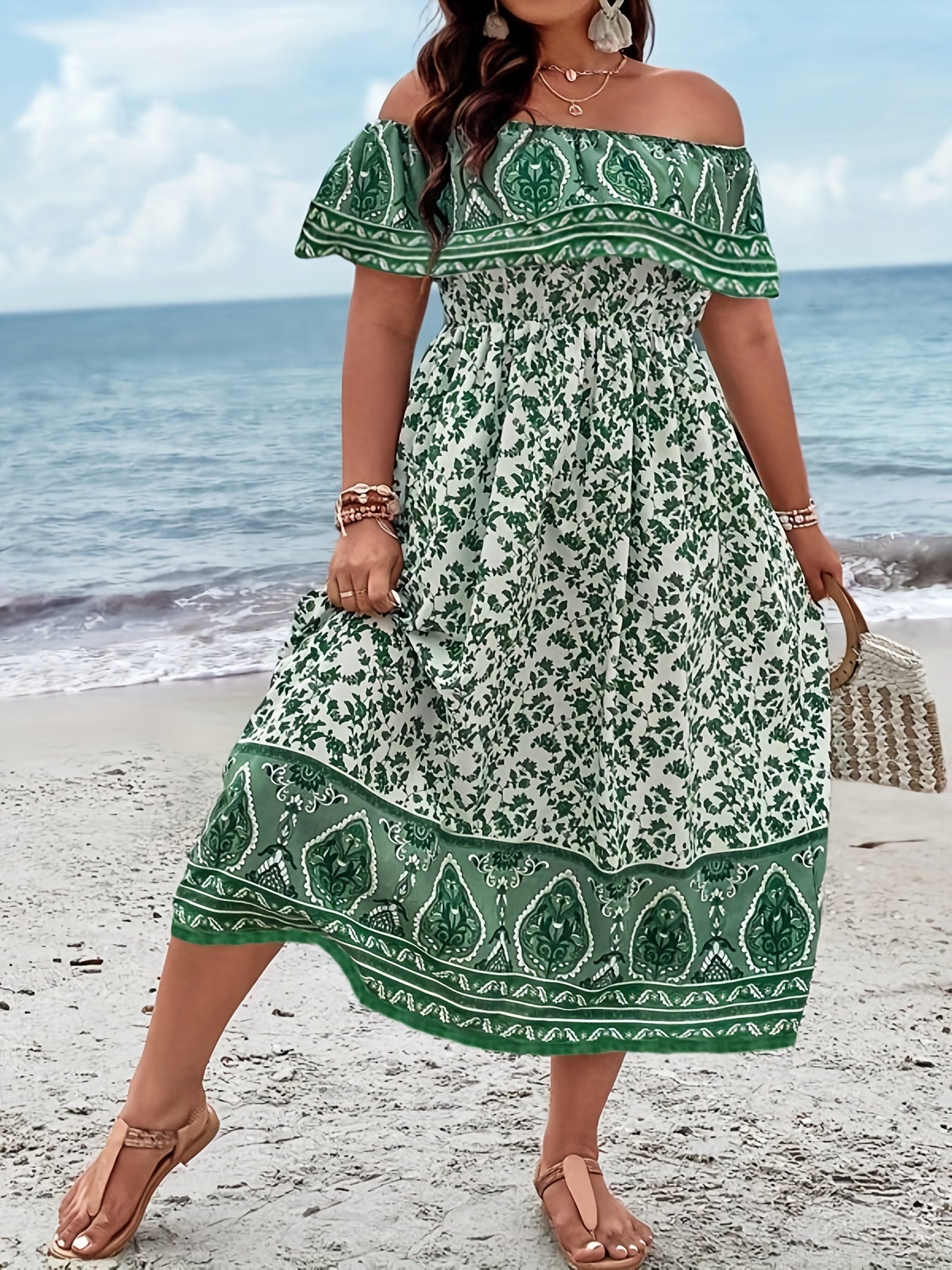  Boho Dress Women's Off Shoulder Maxi Summer Dress