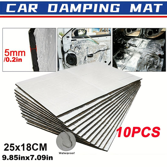 10pcs Sound Deadening Damping Mat Car Silent Proofing 5mm