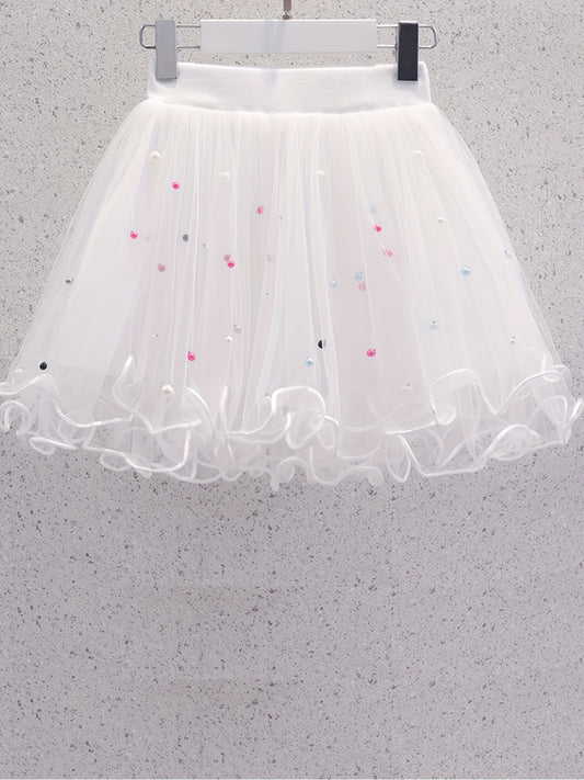 Girls Solid Tutu Skirt for Dance Performance Party