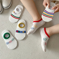 5 Pairs Girls Stripes Bear Boat Socks Spring Autumn