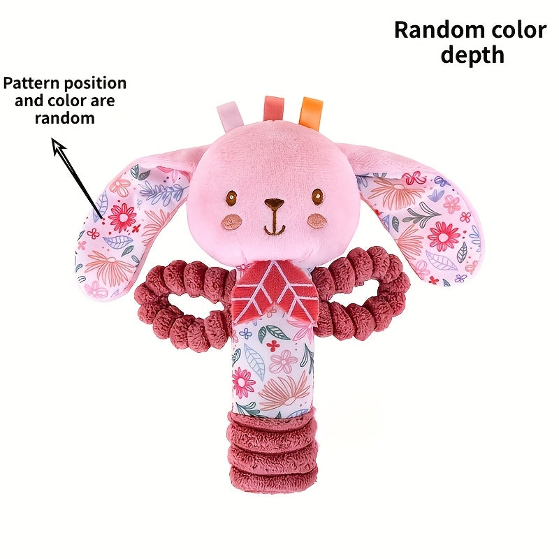 Plush Elephant and Rabbit Tambourine Toy