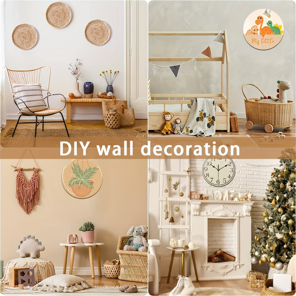 6pcs Unfinished Wood Round Disc Door Hanging Sign Blank Wreath Board Crafts