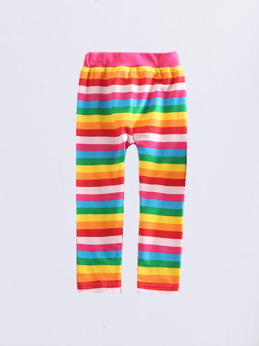 Girls Rainbow Striped Leggings for Autumn and Spring
