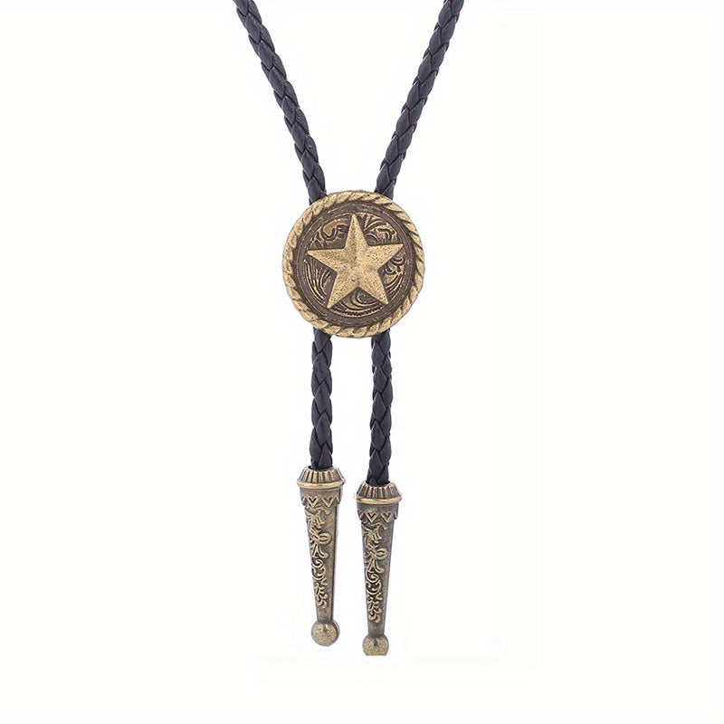 Men's Retro Pentagram Metal Pendant Tie Western Cowboy Shirt Sweater Accessories