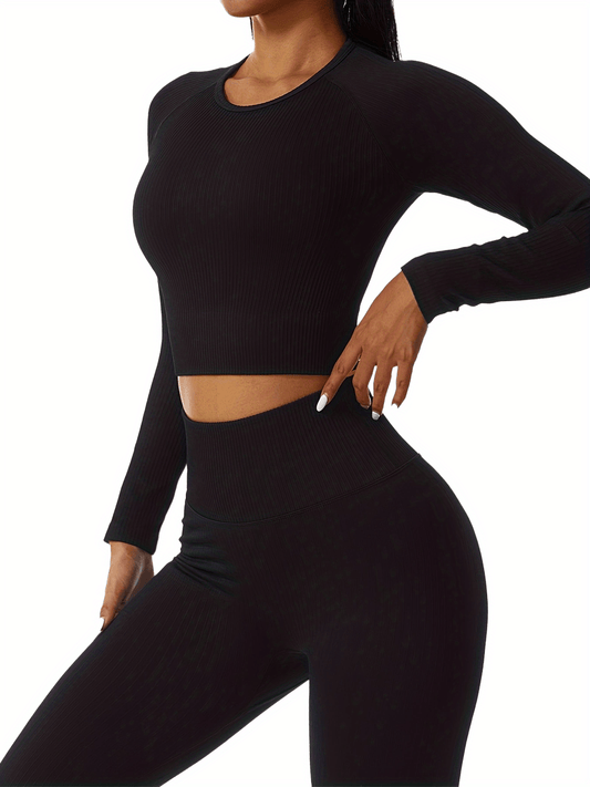 Women's Breathable Long Sleeve Workout Set