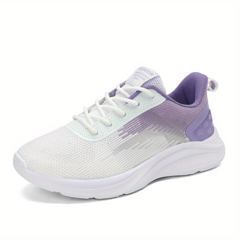 Dot & Stripe Pattern Mesh Lace Up Running Shoes Women's Footwear