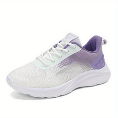 Dot & Stripe Pattern Mesh Lace Up Running Shoes Women's Footwear