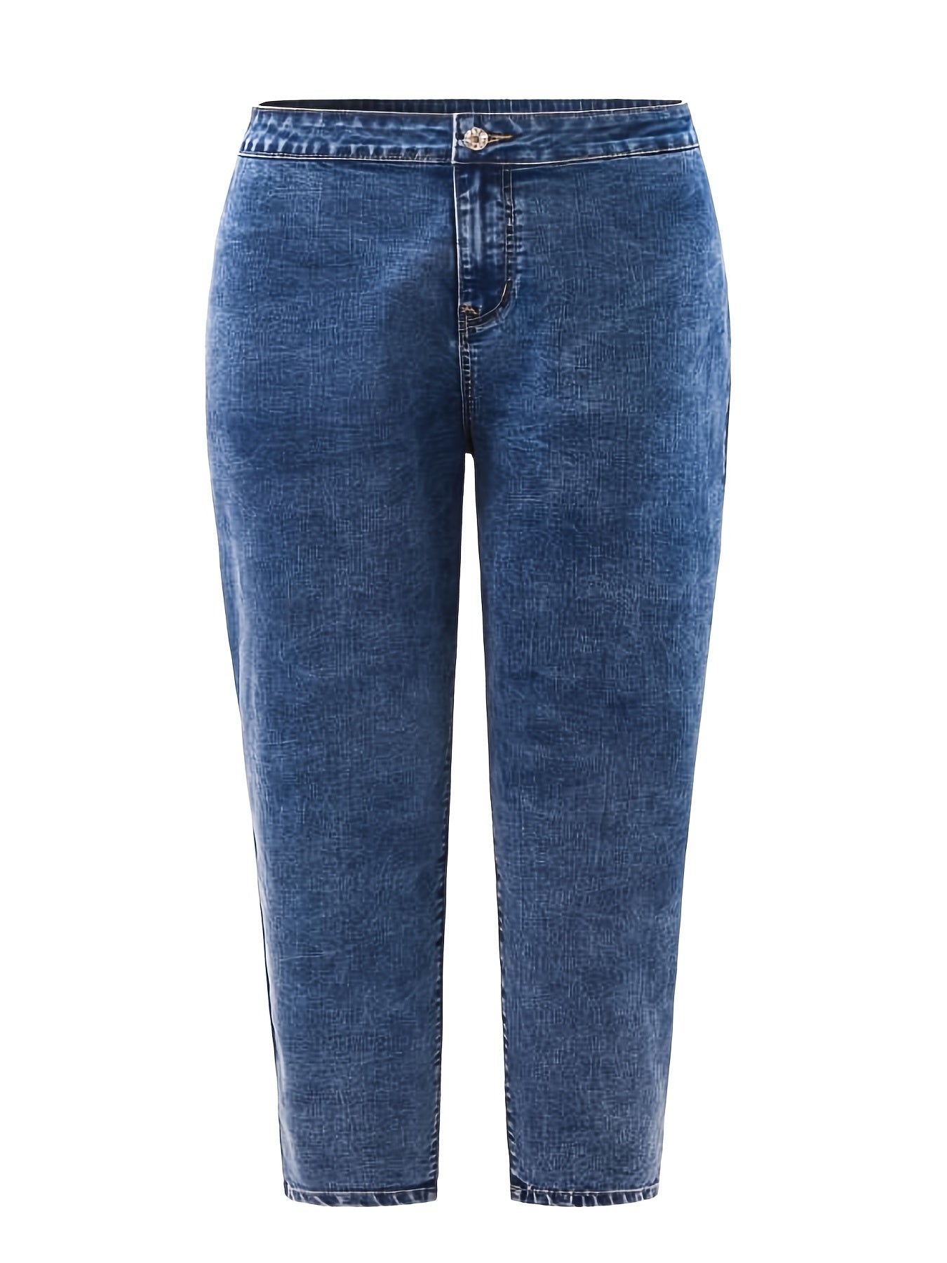  High Rise Solid Straight Leg Jeans Women's Plus Casual Denim Pants