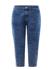  High Rise Solid Straight Leg Jeans Women's Plus Casual Denim Pants