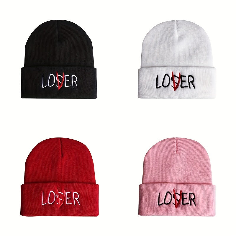 Unisex Skiing Pullover with LOSER Embroidery Knit Hat