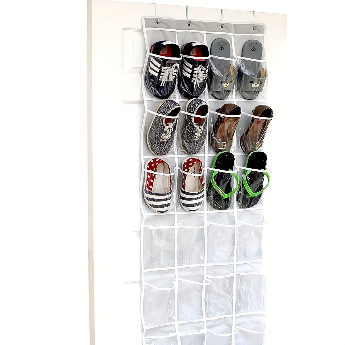 Over The Door Shoe Storage Rack With 24 Deep Pockets