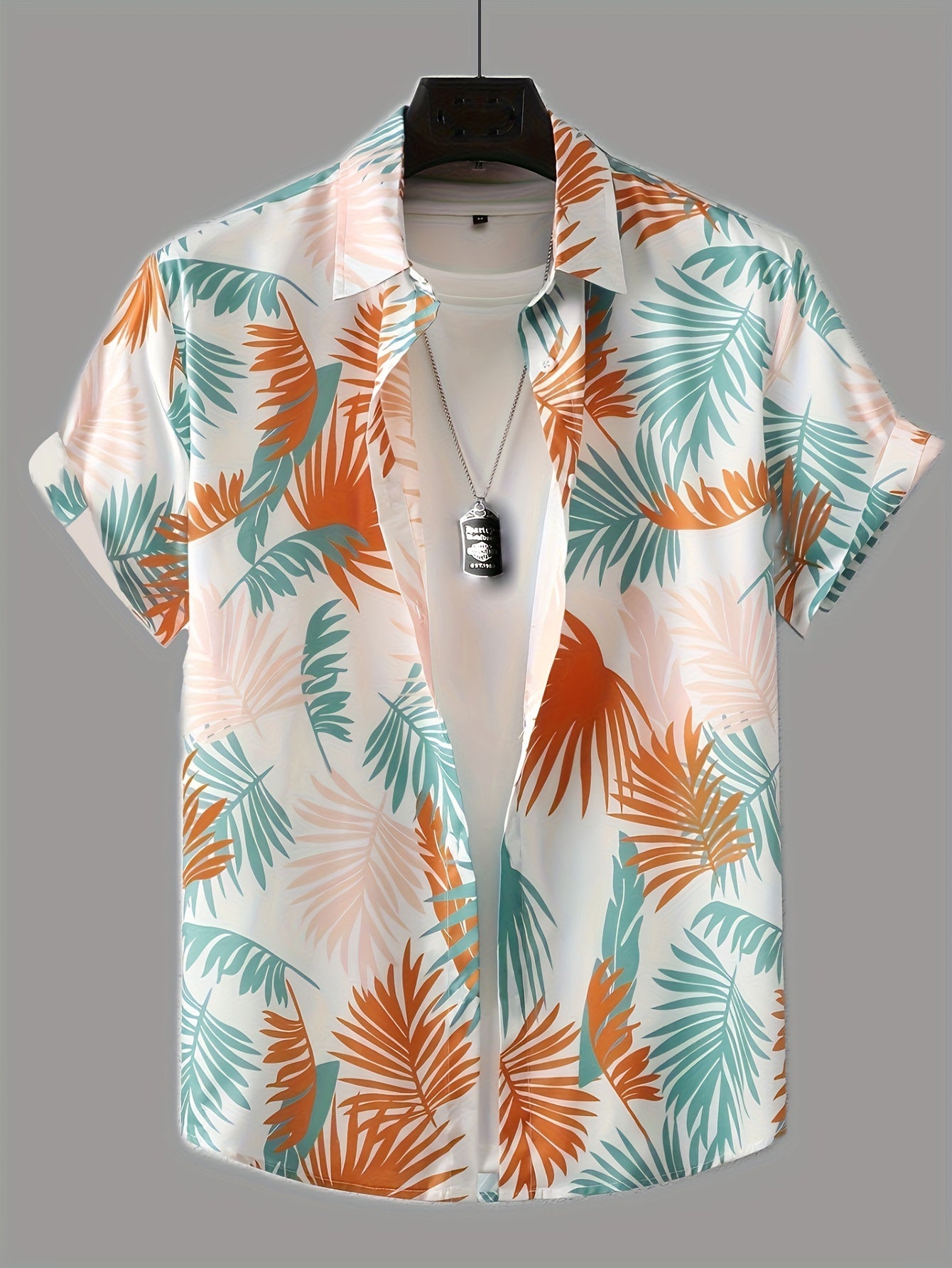 Cat & Coconut Tree Print Men's Short Sleeve Shirt