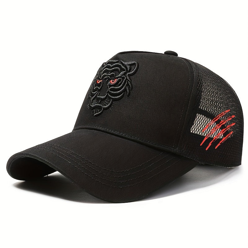 Tiger Embroidery Baseball Cap with Extended Brim