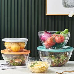 4pcs Round Transparent Salad Bowls with Lid