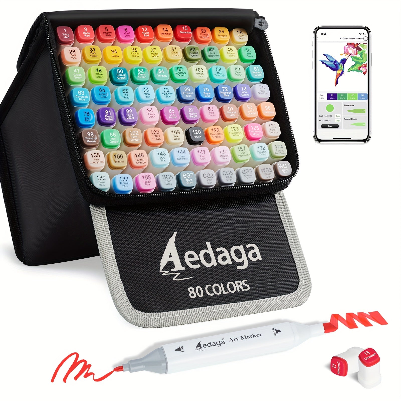 Alcohol Markers Dual Tip Art Markers with Kickstand Case